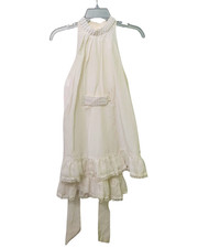 Vintage-Style Coquette Tiered Mini Dress - White Small