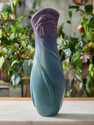 Vintage Purple/blue Van Briggle Pottery Hilde Manuszak Poppy 9.25 Vase