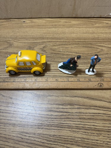 Lemax 1999 Village Collection Al's Cab Christmas Poly Resin Set of 3 Figures Car - Picture 17 of 17