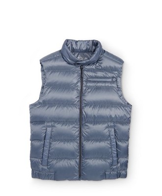 New Tumi Pax Vest Puffer Down Filled Blue Stone Grey Winter Coat Extra Large XL