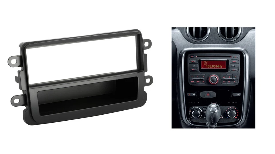KIT Marco radio Dacia Renault Captur Lodgy Dokker Duster 1din NEGRO MATE - Imagen 4 de 4