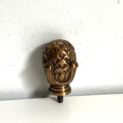 Vintage Gold Metal Brass Finial Heavy Pineapple Pinecone Thistle Topper Screw 2''