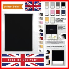 Blackout Roller Blinds, Black 60cm Wide X 165cm Drop | Thermal insulated UV P...
