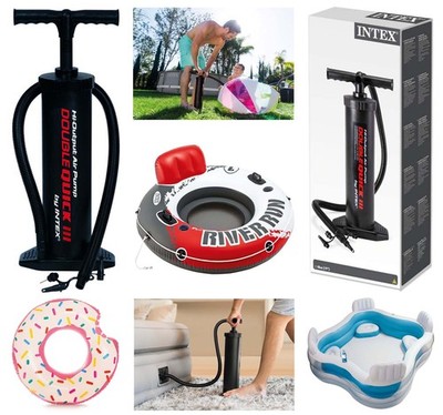 Intex Luftpumpe Double Quick 3 - Doppelhub-Pumpe Handpumpe Luftbett Luftmatratze