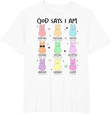 God Says I Am Christian Boys Girls Toddler Kids Easter Bunny T-Shirt