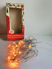 VINTAGE Christmas String Lights 35- Count Petal Flower Lights in Box Italy