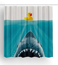 Save Ducky Custom Shower Curtain Decoration 72 x 72"W x 72"L Pack of 1 Shark
