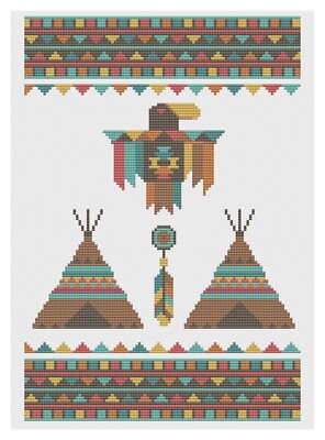 Cross Stitch Kit or Pattern - Florashell - Native American Indian Theme