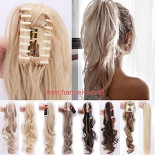 100 Natural Long Ponytail Thick Lady Claw Clip on in Pony Tail Hair Extensions