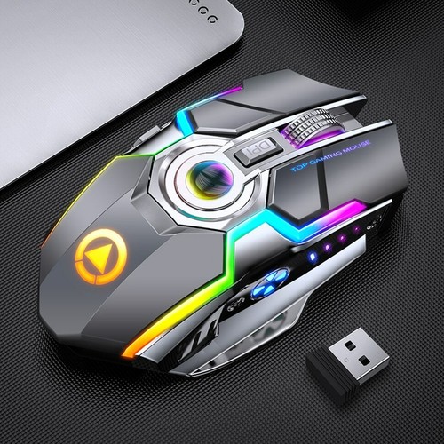 Souris de jeu silencieuse sans fil Rechargeable 2.4G 1600 DPI 7 boutons LED USB - Picture 8 of 10
