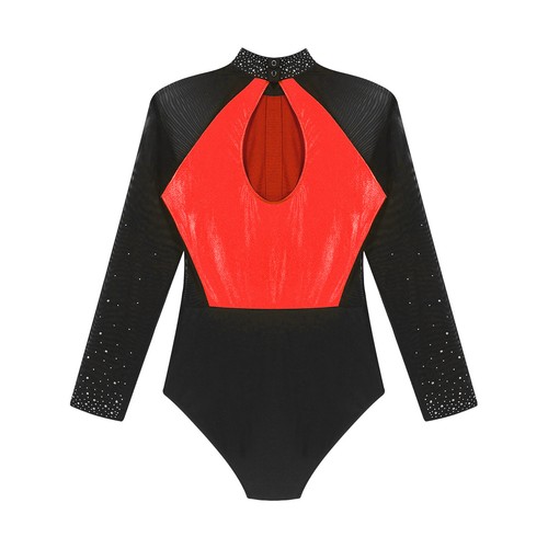 DE Eiskunstlauf-Body Damen Gymnastik Leotard Tanz-Body Langarm Ballettbody - Bild 75 von 92