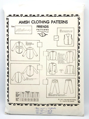 Vintage Friends Amish Clothing Pattern ~ MENS VEST #303 ~ Size Medium M (40-42)