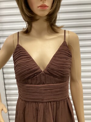 max and cleo brown dress Max and Cleo Brown Silk Sundress Flowy Spaghetti Strap Size 8
