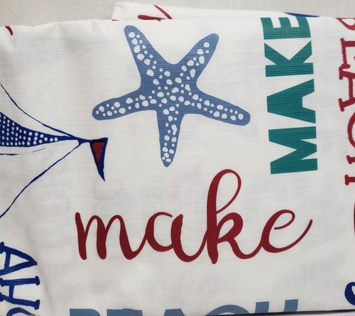 Peva Vinyl Kitchen Tablecloth,52"x70" Oblong, SEALIFE & BEACH WORDS ON WHITE, EH - Picture 7 of 19