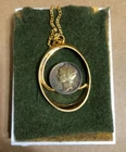 Vintage Gold Tone 1941 Liberty Dime Pendant Necklace **