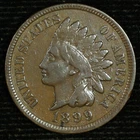 Indian Head Cent. 1899 Very Good. Lot # 9049-179-810