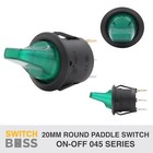 MINI ROUND PADDLE TOGGLE SWITCH - Green Full LED 12v On Off SPST Rocker Switch