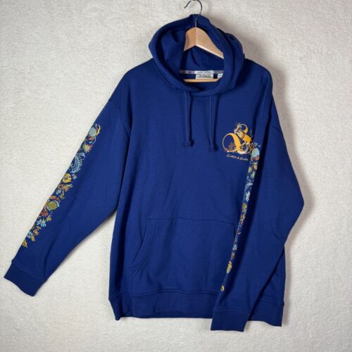 Scotch & Soda Evening Skies Graphic Hoodie Embroidered Floral Blue Men’s XL NWT