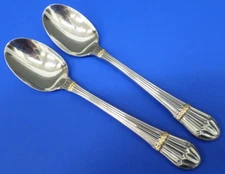 2 - YAMAZAKI CAROUSELLE-GOLD Accent Glossy Stainless Flatware 6 1/2" TEASPOONS