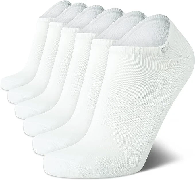 Calvin Klein Men's Combed Cotton No Show Sock 6 Pack Low Cut Athletic Sock White