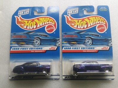 VINTAGE LOT 2 Hot Wheels 1998 First Editions Tail Dragger #659 HEAVY METAL ERROR