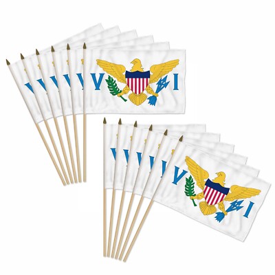 12pc Pack of US Virgin Islands 12x18in Handheld Country Stick Flags