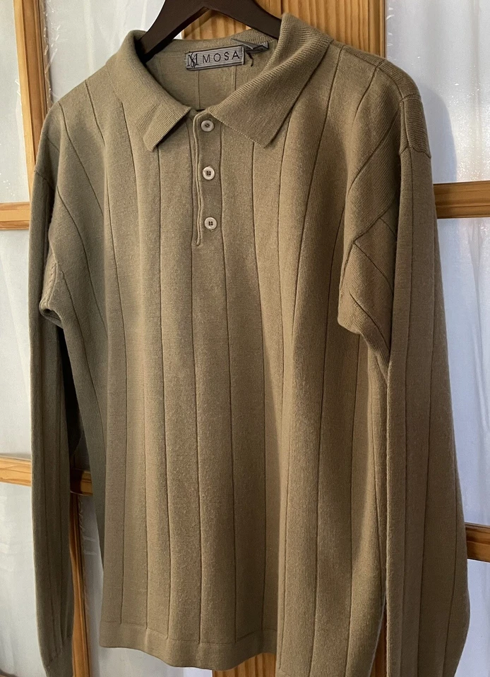 Camisa Pullover Años 70 Mosa Mezcla Lana L Beige Moderna Clásica Manga Larga Hong Kong Foto 3 de 4