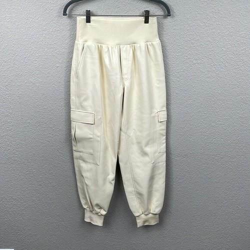 NWT Cinq a Sept Giles Faux Leather Cargo Jogger Pants Dune Beige Cream Sz S - Picture 7 of 16