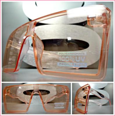 Übergröße Übertrieben Moderne Retro Shield Sonnenbrille Groß Pink Rahmen Linse