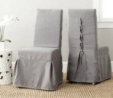 SAFAVIEH Adrianna 19''H Linen Slipcover Chair Set of 2 | Artic Grey |