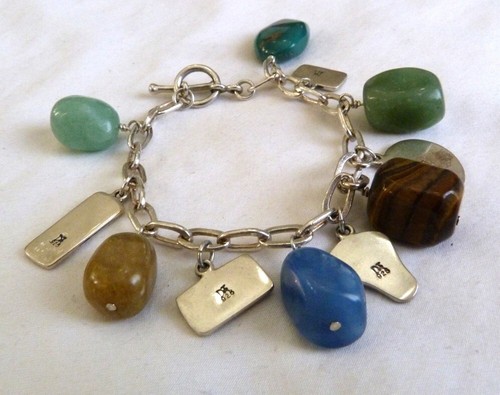 RARE JAY KING MINE FINDS DTR TURQUOISE LAPIS STERLING SILVER CHARM BRACELET - Picture 5 of 7
