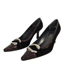 Stuart Weitzman Vintage Marsala Black Suede Tortoise Shell Pumps Sz 6