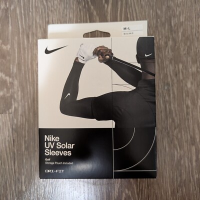 Mens Nike Dri-Fit UV Solar Golf Sleeves Black Adult Size M/L New