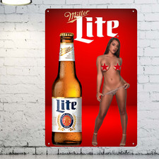 Miller Lite Sexy Girl Metal Sign for Man Cave Cafe Art Bar Pub Decor Beer Sign