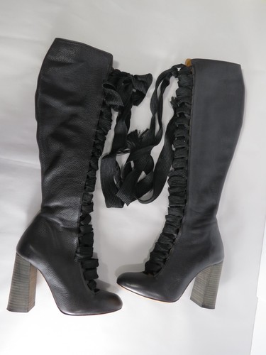 BOTAS HASTA LA RODILLA CHLOÉ DE CUERO CON CORDONES EN NEGRO EE. UU. 7/EUR37 - Imagen 12 de 23
