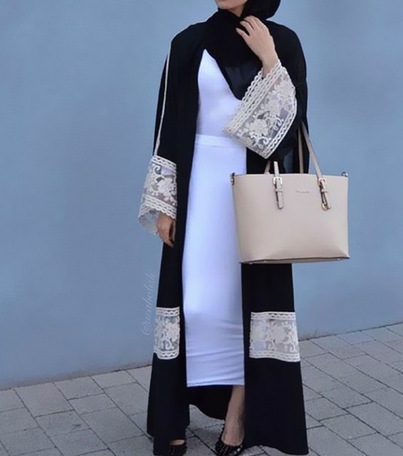 black open front abaya