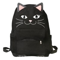 Black Cat Face Backpack Style Canvas Purse - Ears Whiskers on sale Black Cat Face Backpack Style Canvas Purse - Ears Whiskers on sale
