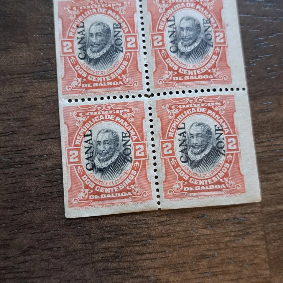 Vintage Canal Zone Scott #39c Pane of 6 Red Fernandez De Cordoba In Sleeve - Image 2 of 4