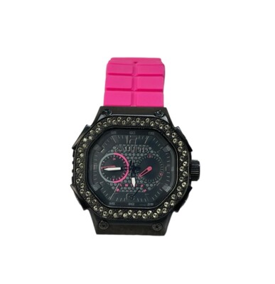 Vintage NOS Pink UNLTD Marc Ecko Rhino Watch With Rubber Wrist Band NEW BATTERY