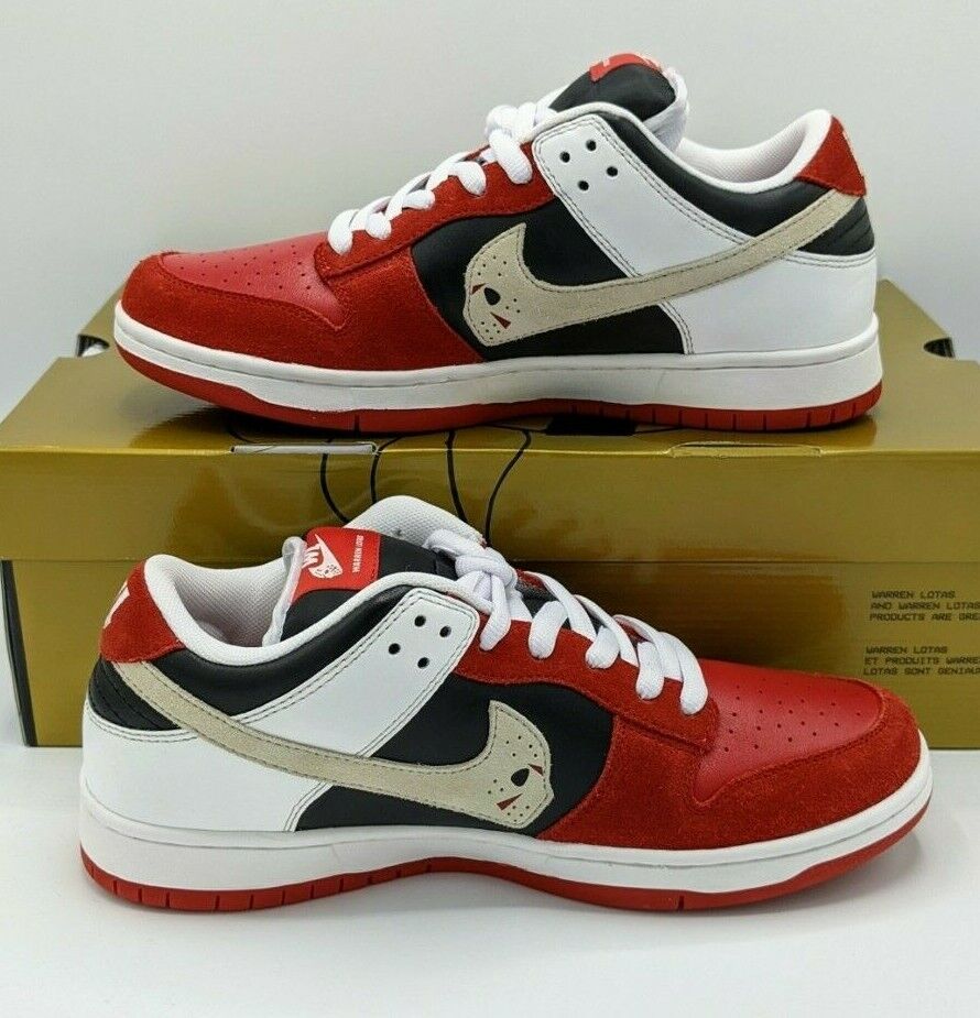 Warren Lotas Jason Dunk Low Red Sneakers - 106420001419 - Size 8.5 US - DS