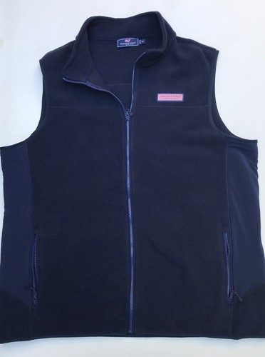 VINEYARD VINES Men’s Full Zip Fleece Vest Whale Logo Gilet Blue XLT Tall EUC
