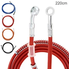220cm/86" Braided Steel Brake Clutch Oil Hose Line Pipe fit for Bike Motorcycle
