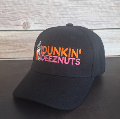 Funny Dunkin Deeznutz Embroidered Snapback & Flexfit Caps   40 Hat Color Options