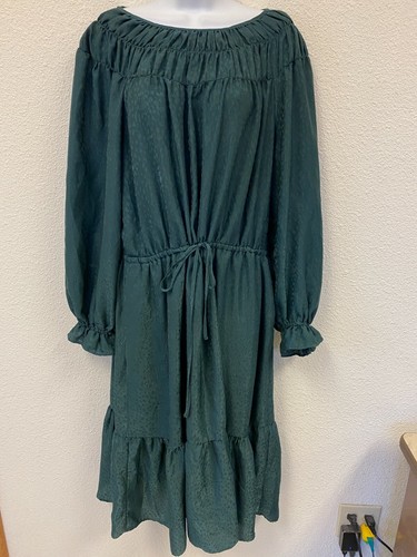 Green Pleated Tie Waist Ruffle 