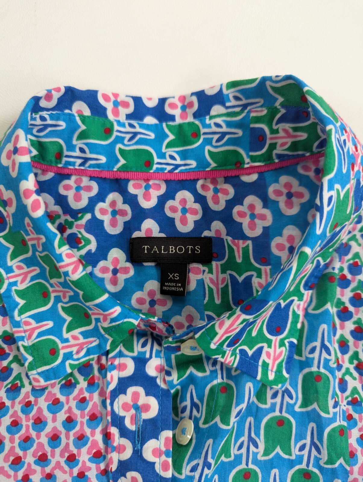 Talbots Tulip Patchwork Button Down Cotton Shirt … - image 4