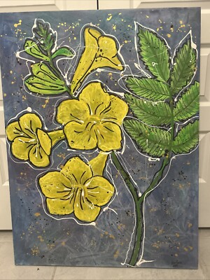 Blooming Esperanza, Acrylic Mixed Media Painting. 30 x40 . By Artist Sam I Am 