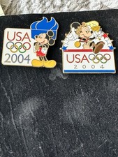 Disney Trading Pin 30888 USA Olympic Logo - Mickey With Torch And 2004 3D Mickey
