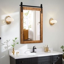 Rustic Wall Mounted Mirror Farmhouse Style Decorative Vanity Wall Mirror
