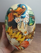 Vtg Western Germany Paper Mache Easter Egg Large Candy Container Ducks Duck B16