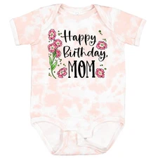 Inktastic Happy Birthday, Mom Pink Flowers Baby Bodysuit Birthdays Mother Mommy